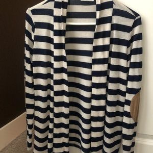 Open front cardigan with elbow patches